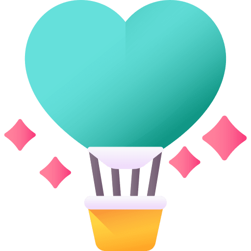 Air hot balloon flight valentines day travel icon
