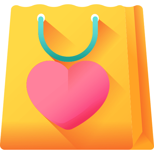 Shopping bag love and romance shopper heart icon