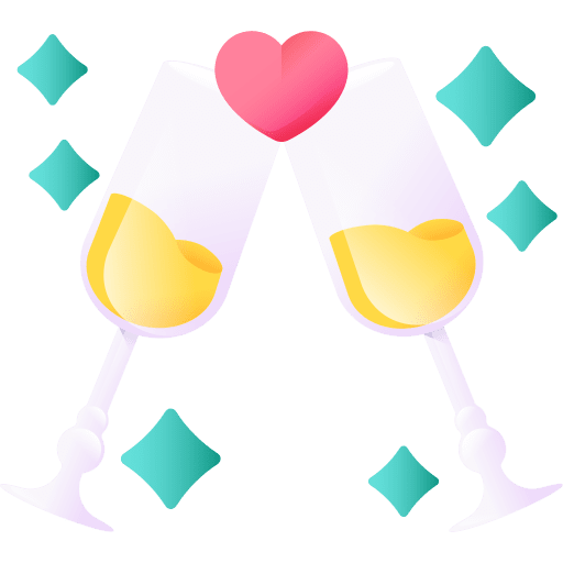 Toast food and restaurant cheers love and romance icon