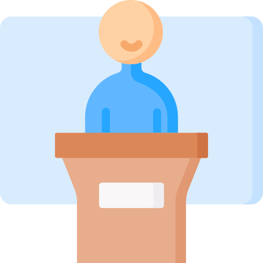 Conference lecture people presentation icon