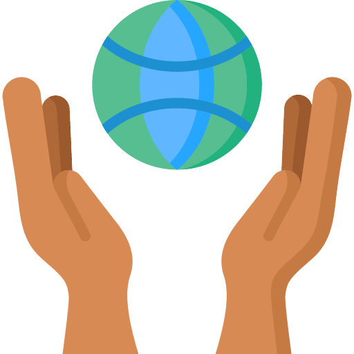 Hands earth globe hands earth grid icon