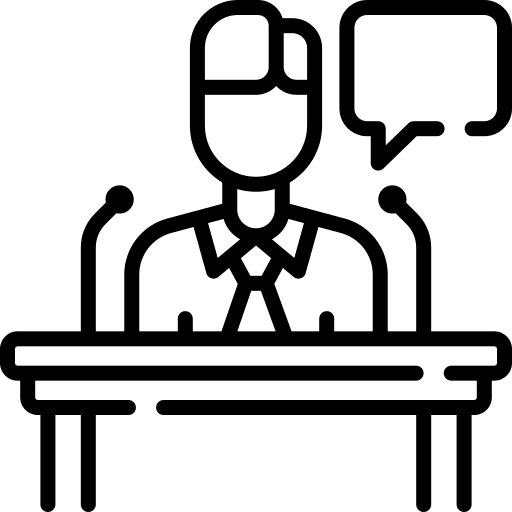 Speech persuade lectern public speaking icon