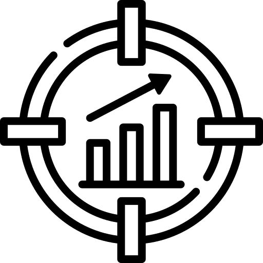 Statistics target profits line chart icon