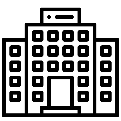 Hotel architecture and city motel signaling icon