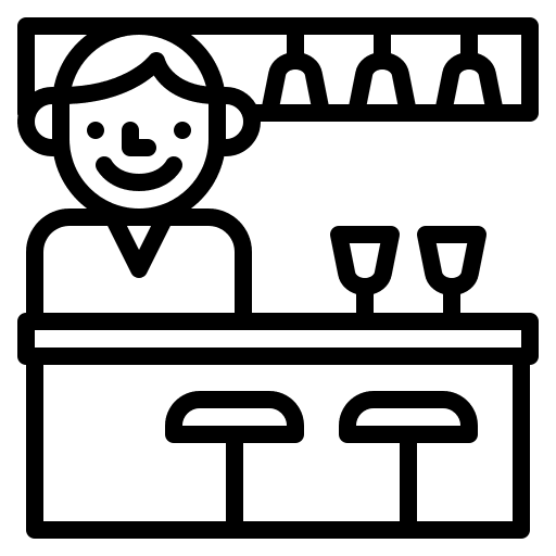 Bar food and restaurant bartender drink icon