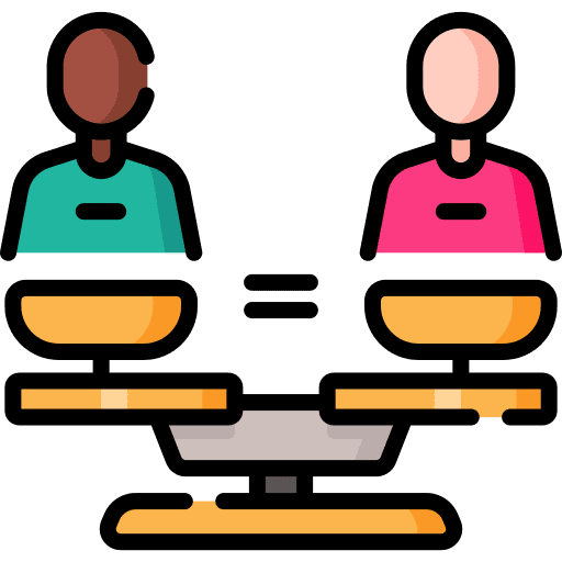 Equal justice balance scale people icon
