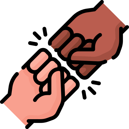 Fist bump diverse friendship hands and gestures icon