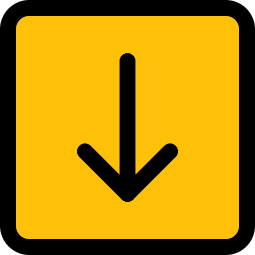 Down arrow navigational button pointing icon