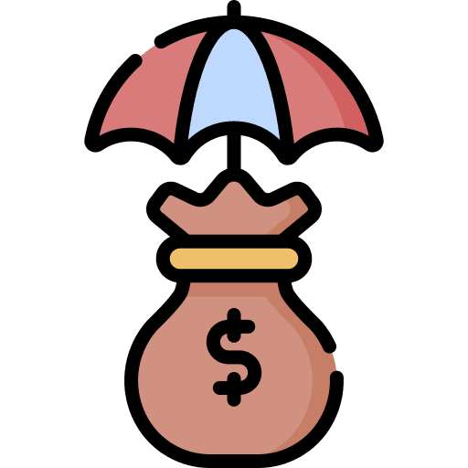 Insurance relief funds money bag icon