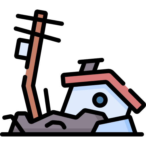 Natural disaster ground damage house icon