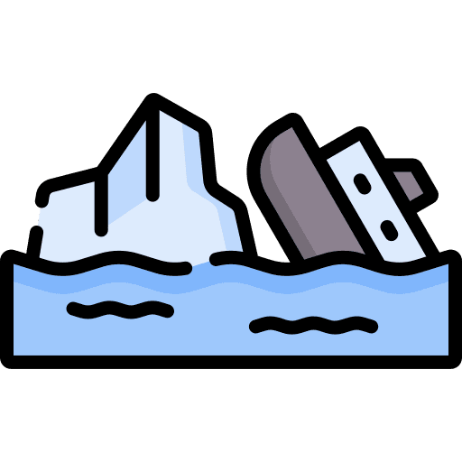 Boat crash iceberg sea icon
