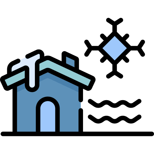 Cold wave meteorology blowing house icon
