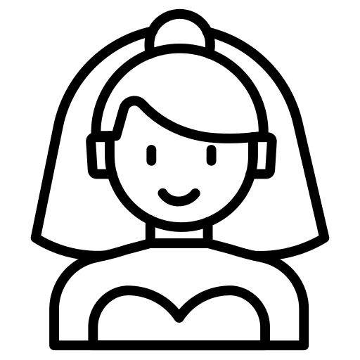 Bride dress people love and romance wedding icon