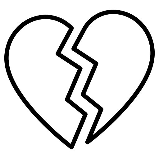 Broken heart love and romance heart heartbroken icon