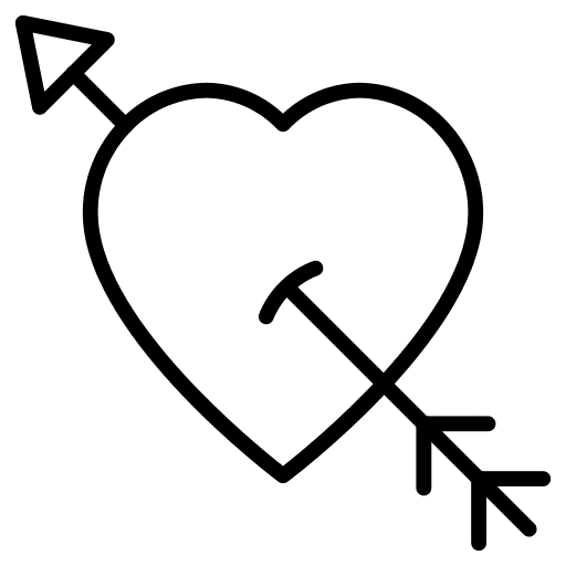 Cupid bow heart love and romance cupid arrow icon