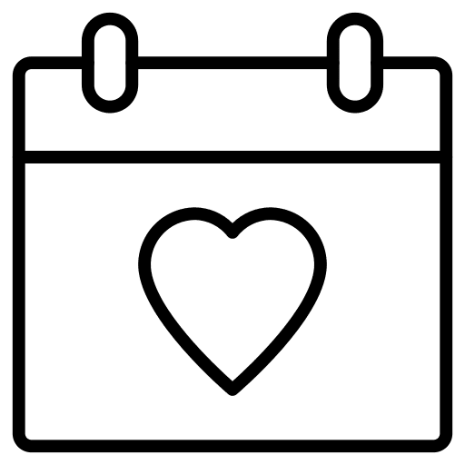 Calendar wedding date heart icon