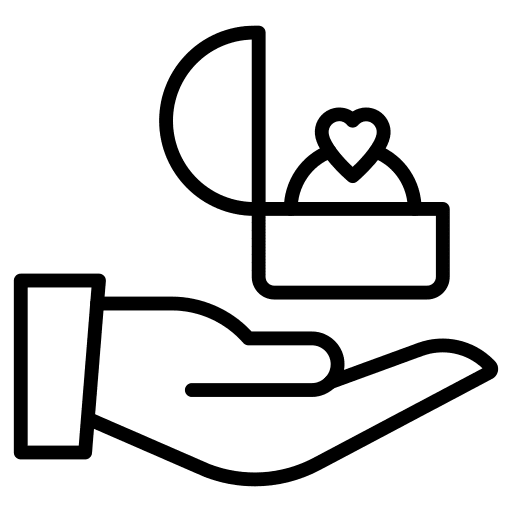 Ring proposal diamond hand icon