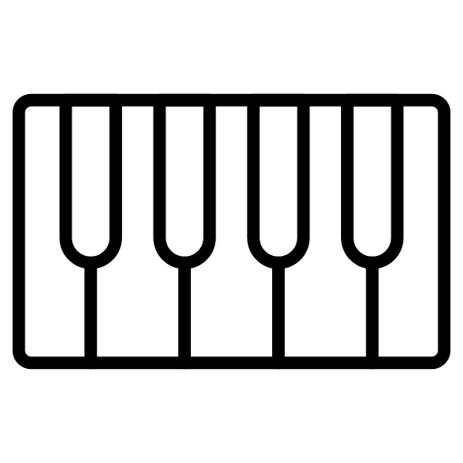 Piano electronics music and multimedia keyboard icon