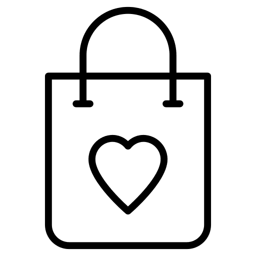 Shopping bag paper bag heart commerce and shopping icon