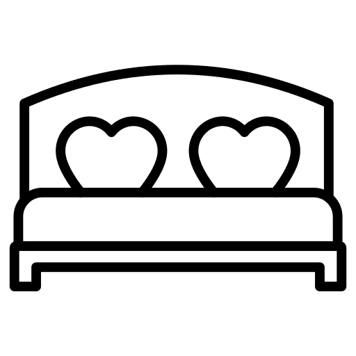 Bed bedroom couple hearts icon