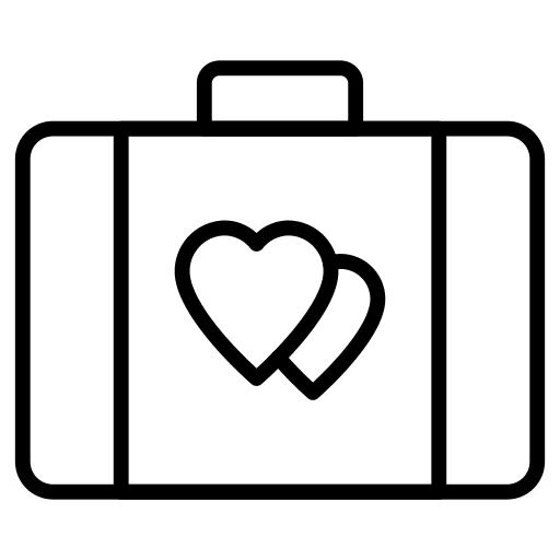 Briefcase love and romance briefcase travel icon