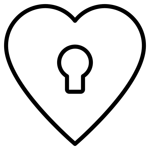 Heart secure lock heart icon