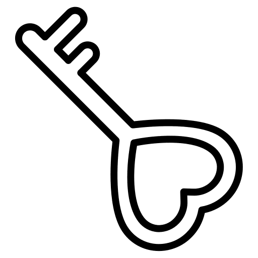 Key heart love and romance access icon