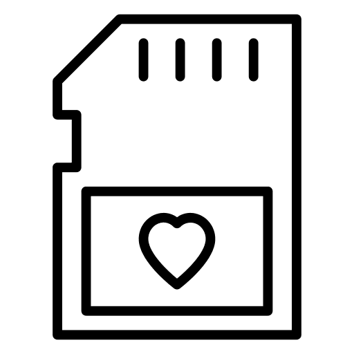 Sim sd card heart electronics icon