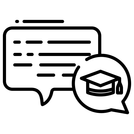 Conversation text mortarboard conversation icon