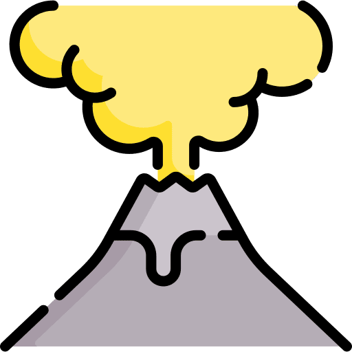 Volcano nature smoke danger icon