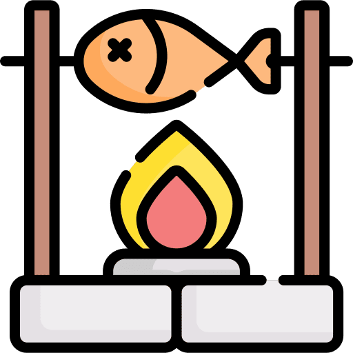 Fish fish bonfire dinner icon