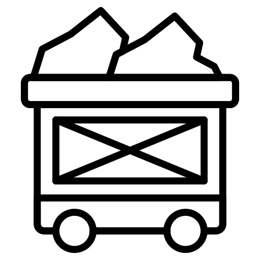 Mining cart industry coal construction and tools icon