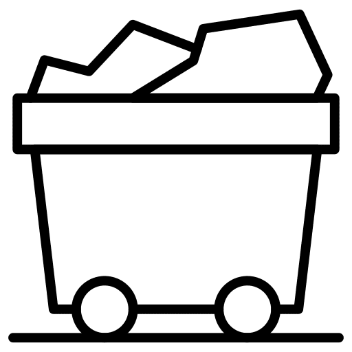 Mining cart wagon construction and tools transportation icon