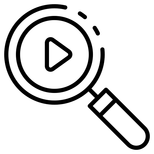 Video play search loupe icon