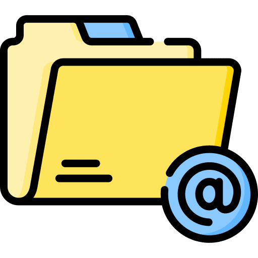 Folder user interface at sign folder icon