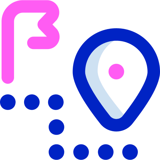 Distance maps and location points travel icon