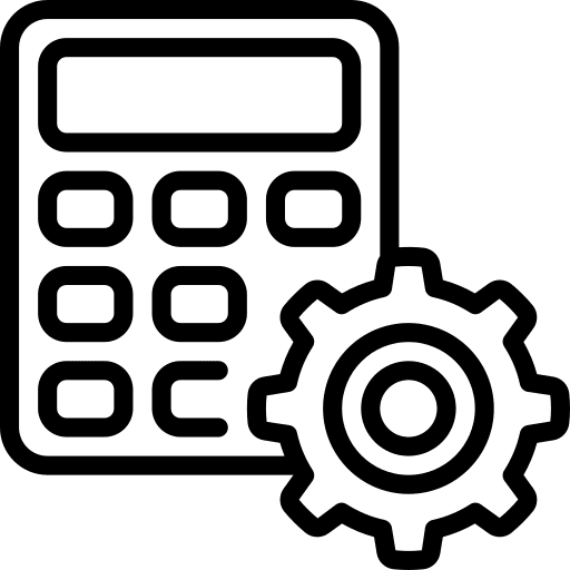 Calculator cog gear maths icon