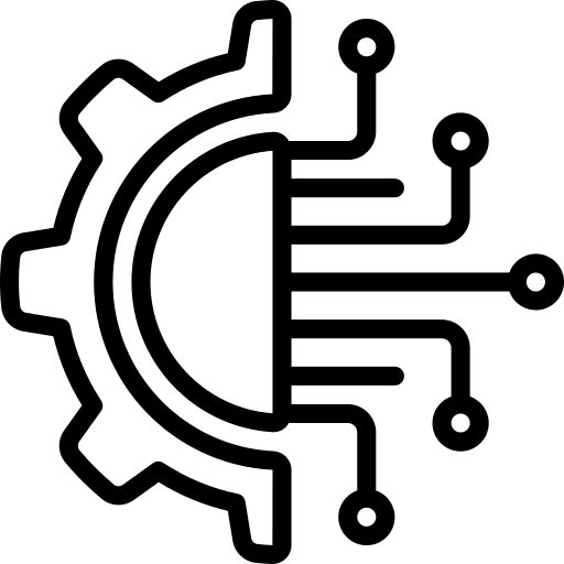 Technology electronics machinery digital transformation icon