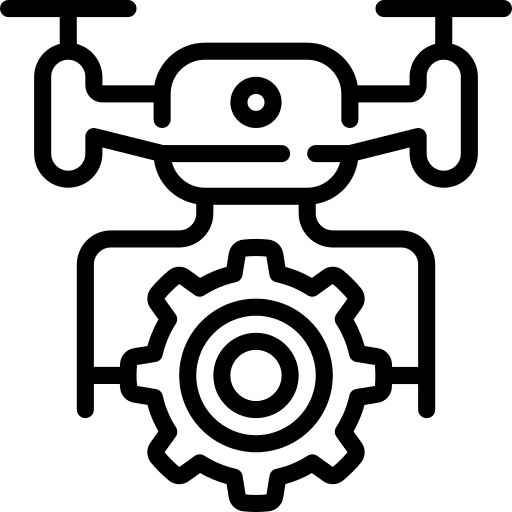 Drone technology cog electronics icon