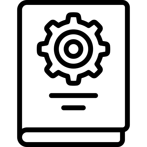 Book gear instructions book icon