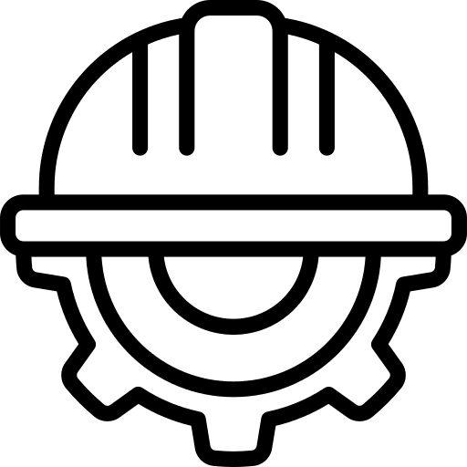 Engineer construction and tools gear security icon