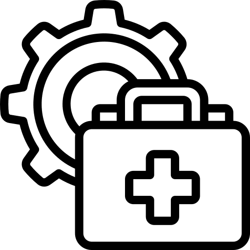 Medical first aid gear engineering icon