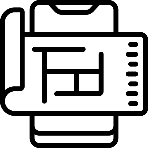 Blueprint mobile phone prototype architecture icon