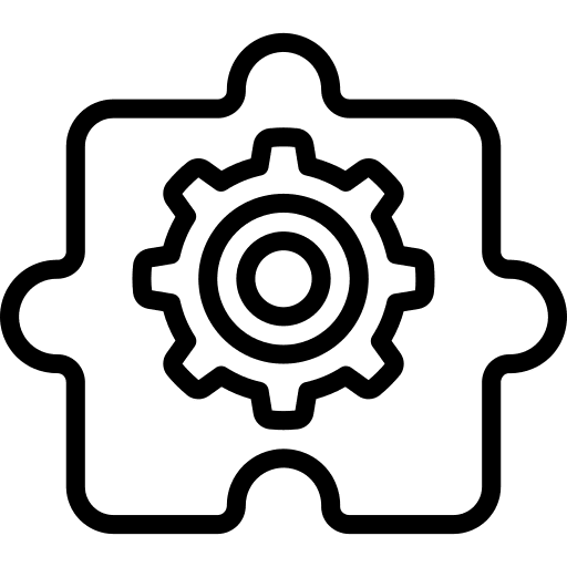 Solution gear jigsaw cog icon