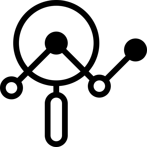 Stats graphic magnifying glass analysis icon