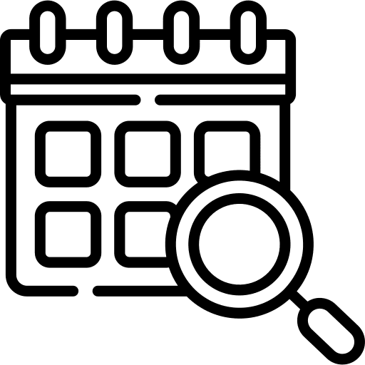 Analysis schedule magnifying glass organization icon