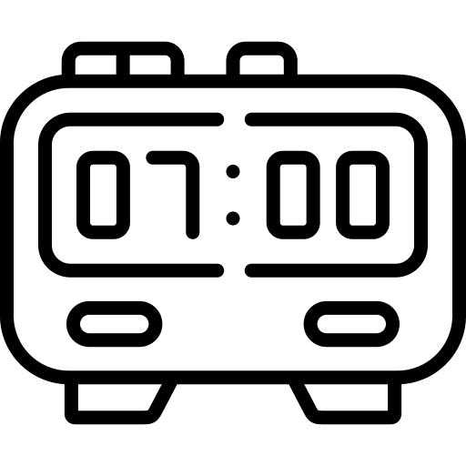 Digital clock ring time and date alarm clock icon