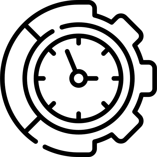 Time management schedule cogwheel time and date icon