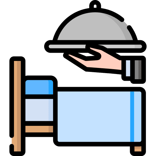 Room service bedroom food and restaurant food tray icon