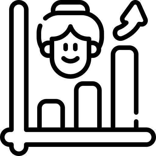 Involved business and finance up arrow people icon